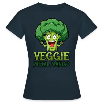 Veggie Metal Maniac - Musique Vegan - Dicton - T-shirt Femme - marine - Devant - AI Model Female 172 dark (172cm)