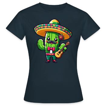 Cinco de Mayo Cactus Mariachi Guitarist - Women's T-Shirt - navy - Front - AI Model Female 172 dark (172cm)