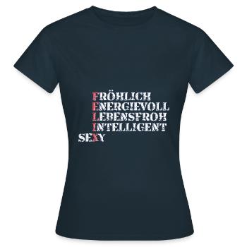 felix - Frauen T-Shirt - Navy - Vorne - AI Model Female 172 dark (172cm)