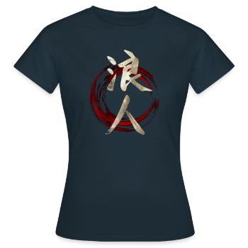 Symbole japonais Kanji pour Ronin - T-shirt Femme - marine - Devant - AI Model Female 172 dark (172cm)