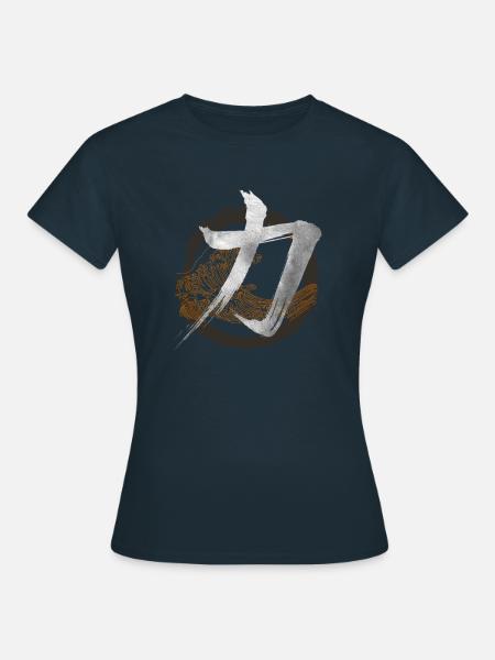 Japanische Syische Symbol Kanji Stärke - Japan-Liebhaber - Mot - Frauen T-Shirt - Navy