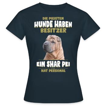 Shar Pei Tshirt - Shar Pei Hund Shirt - Frauen T-Shirt - Navy - Vorne - AI Model Female 172 dark (172cm)