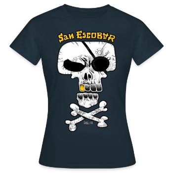 SAN ESCOBAR - Piratenflagge / Totenkopf - Frauen T-Shirt - Navy - Vorne - AI Model Female 172 dark (172cm)