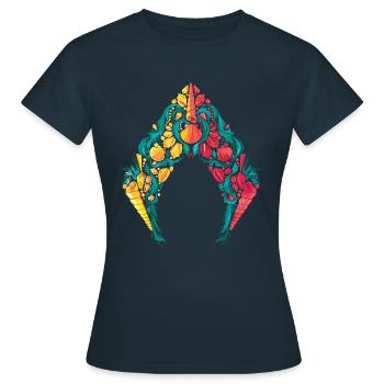 Aquaman Film Logo Meeres-Elemente - Frauen T-Shirt - Navy - Vorne - AI Model Female 172 dark (172cm)