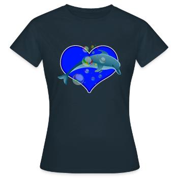 Dolphin dolphin mammal ocean sea shirt gift - Women's T-Shirt - navy - Front - AI Model Female 172 dark (172cm)