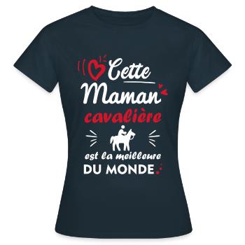 Cette maman cavalière est la meilleure du monde - T-shirt Femme - marine - Devant - AI Model Female 172 dark (172cm)