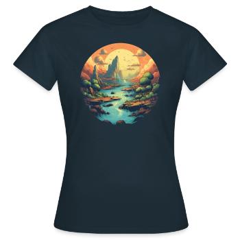 Landschaft - Frauen T-Shirt - Navy - Vorne - AI Model Female 172 dark (172cm)