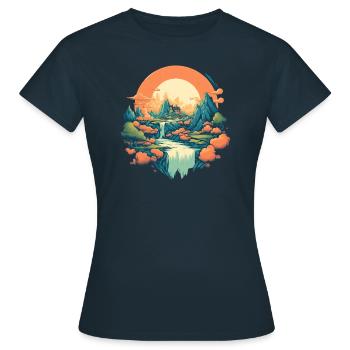 Landschaft - Frauen T-Shirt - Navy - Vorne - AI Model Female 172 dark (172cm)
