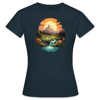 Landschaft - Frauen T-Shirt - Navy - Vorne - AI Model Female 172 dark (172cm)