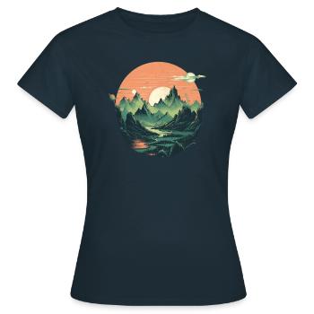 Landschaft - Frauen T-Shirt - Navy - Vorne - AI Model Female 172 dark (172cm)