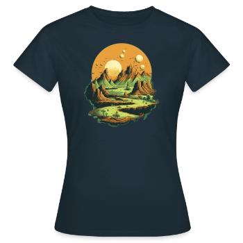 Landschaft - Frauen T-Shirt - Navy - Vorne - AI Model Female 172 dark (172cm)