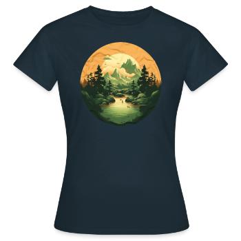 Landschaft - Frauen T-Shirt - Navy - Vorne - AI Model Female 172 dark (172cm)