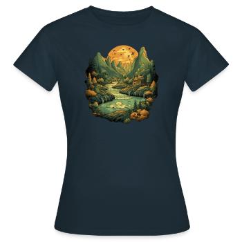 Landschaft - Frauen T-Shirt - Navy - Vorne - AI Model Female 172 dark (172cm)
