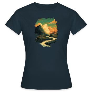 Paysage - T-shirt Femme - marine - Devant - AI Model Female 172 dark (172cm)