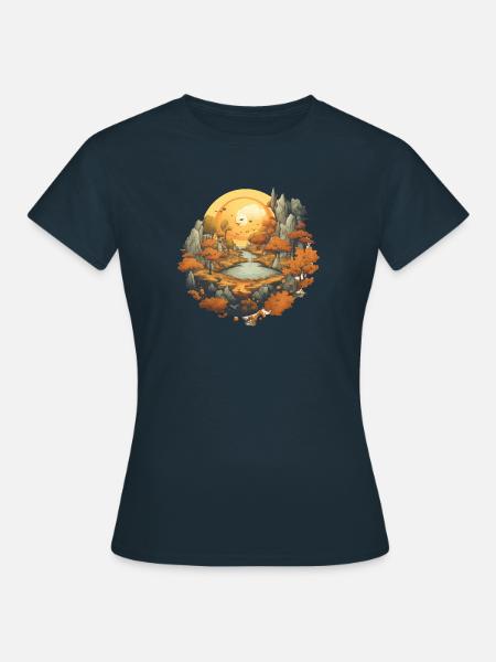 Autumnal landscape - Women's T-Shirt - navy