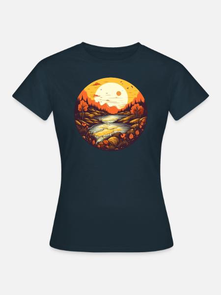 Herbstliche Landschaft - Frauen T-Shirt - Navy
