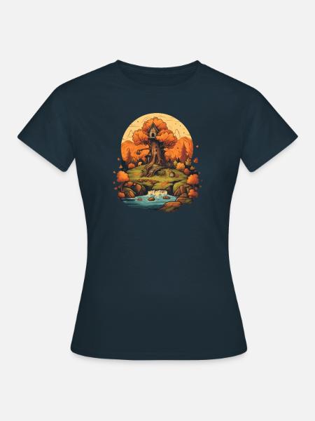 Herbstliche Landschaft - Frauen T-Shirt - Navy