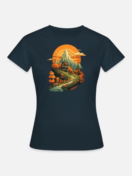 Herbstliche Landschaft - Frauen T-Shirt - Navy