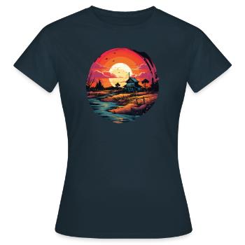 Landschaft - Frauen T-Shirt - Navy - Vorne - AI Model Female 172 dark (172cm)