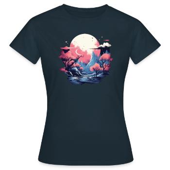 Landschaft - Frauen T-Shirt - Navy - Vorne - AI Model Female 172 dark (172cm)