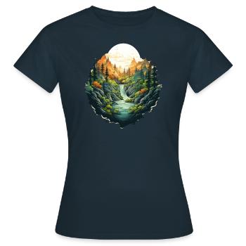 Landschaft - Frauen T-Shirt - Navy - Vorne - AI Model Female 172 dark (172cm)