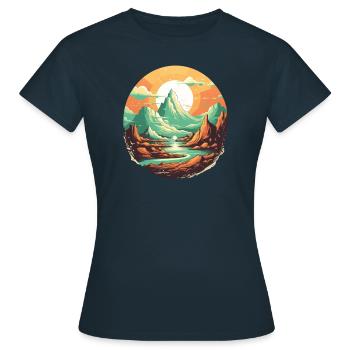 Landschaft - Frauen T-Shirt - Navy - Vorne - AI Model Female 172 dark (172cm)