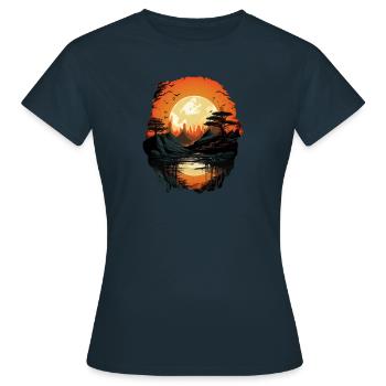 Landschaft - Frauen T-Shirt - Navy - Vorne - AI Model Female 172 dark (172cm)