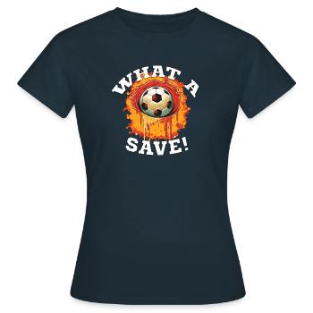Balle de football - Quelle sauvegarde! - T-shirt Femme - marine - Devant - AI Model Female 172 dark (172cm)