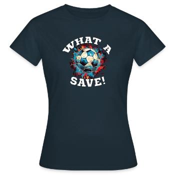 Balle de football - Quelle sauvegarde! - T-shirt Femme - marine - Devant - AI Model Female 172 dark (172cm)