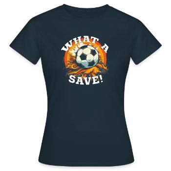 Balle de football - Quelle sauvegarde! - T-shirt Femme - marine - Devant - AI Model Female 172 dark (172cm)