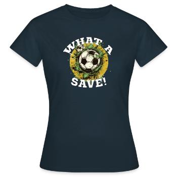 Balle de football - Quelle sauvegarde! - T-shirt Femme - marine - Devant - AI Model Female 172 dark (172cm)