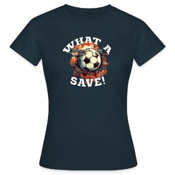 Balle de football - Quelle sauvegarde! - T-shirt Femme - marine - Devant - AI Model Female 172 dark (172cm)