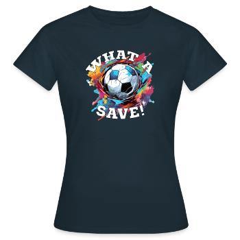 Balle de football - Quelle sauvegarde! - T-shirt Femme - marine - Devant - AI Model Female 172 dark (172cm)