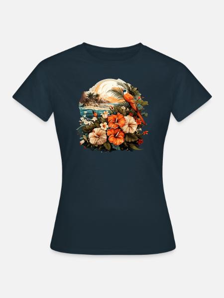 Tropisch - Frauen T-Shirt - Navy