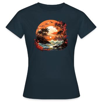Tropical - Women's T-Shirt - navy - Front - AI Model Female 172 dark (172cm)