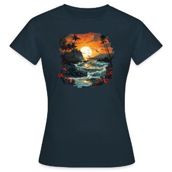 Tropical - Women's T-Shirt - navy - Front - AI Model Female 172 dark (172cm)