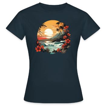 Tropical - Women's T-Shirt - navy - Front - AI Model Female 172 dark (172cm)