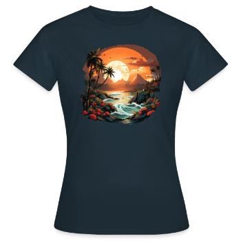 Tropical - Women's T-Shirt - navy - Front - AI Model Female 172 dark (172cm)