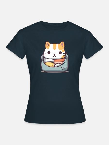 Katze - Kawaii Style - Frauen T-Shirt - Navy