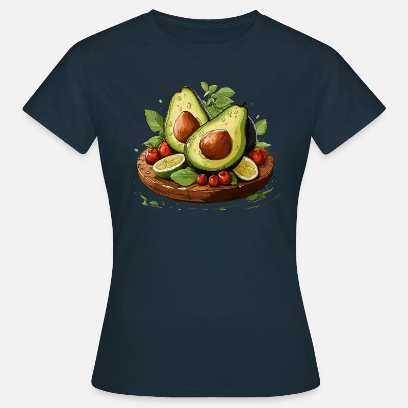Avocado - Illustration - Dame-T-shirt - marineblå