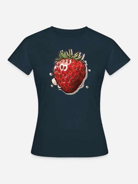 Erdbeere - Illustration - Frauen T-Shirt - Navy
