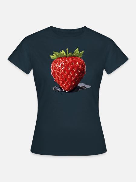 Erdbeere - Illustration - Frauen T-Shirt - Navy