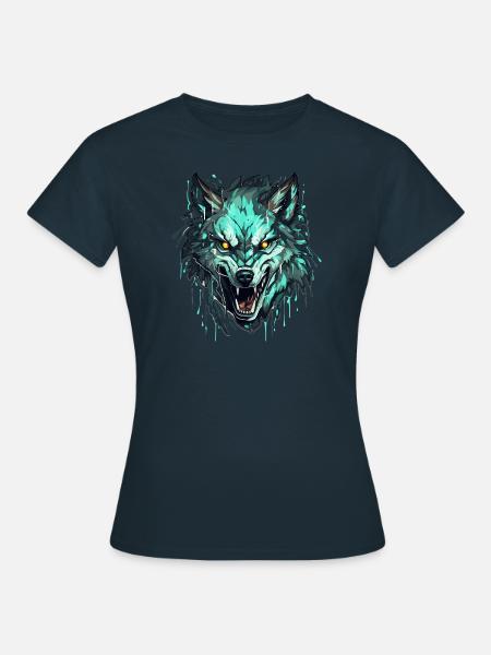 Wolf - Illustration - Frauen T-Shirt - Navy