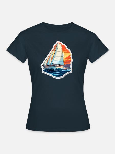 Segelboot - Illustration - Frauen T-Shirt - Navy