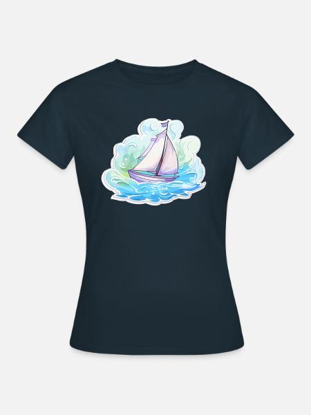 Segelboot - Illustration - Frauen T-Shirt - Navy