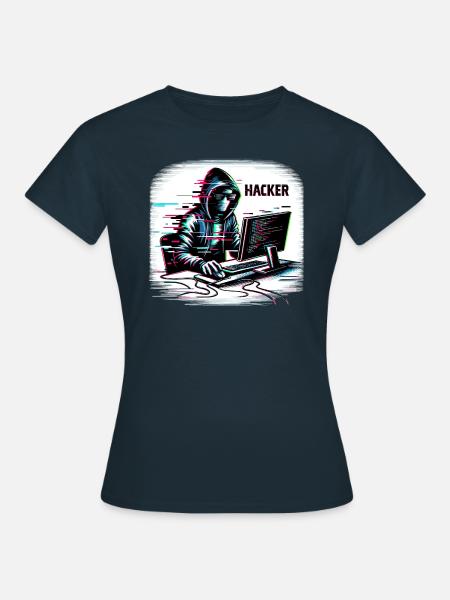Hacker - Illustration - Frauen T-Shirt - Navy