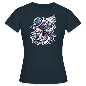 Soar High - bird illustration - Women's T-Shirt - navy - Front - AI Model Female 172 dark (172cm)