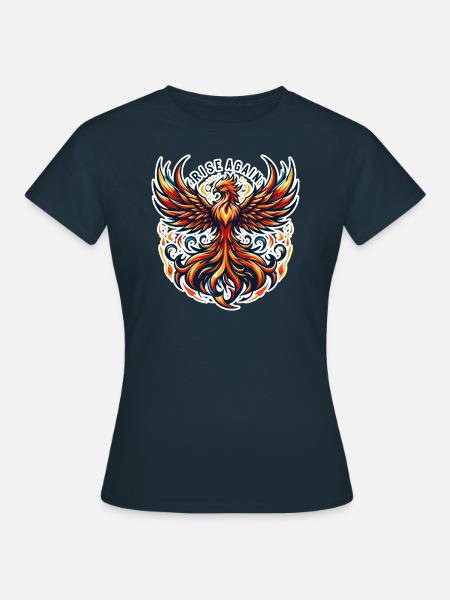 Rise Again - Phönix Illustration - Frauen T-Shirt - Navy
