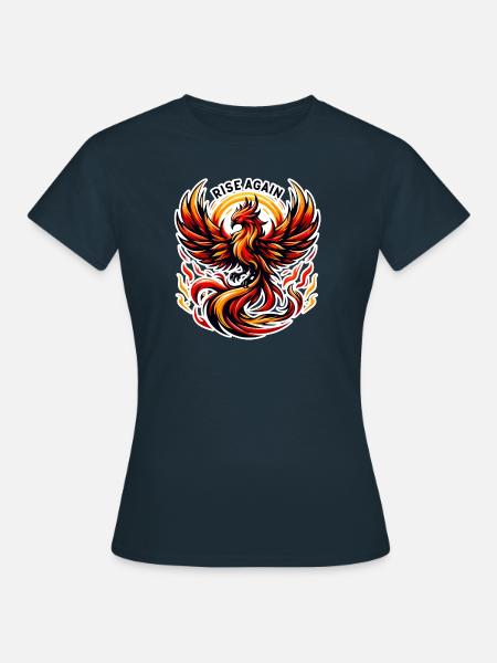 Rise Again - Phönix Illustration - Frauen T-Shirt - Navy