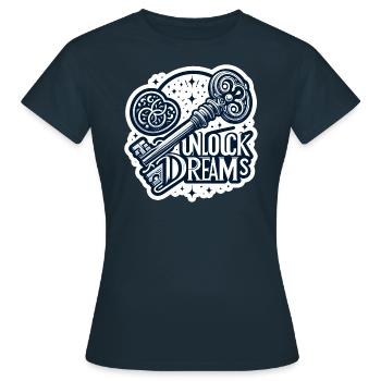 Déverrouiller les rêves - Illustration clé - T-shirt Femme - marine - Devant - AI Model Female 172 dark (172cm)